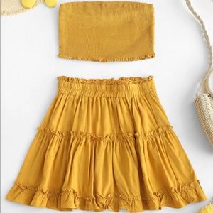 ZAFUL smocked bandeau top and skirt set